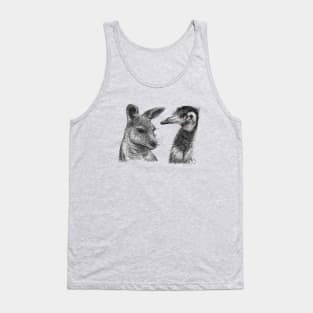 Australian Kangaroo and Emu Drawing Design - Australiana Tank Top